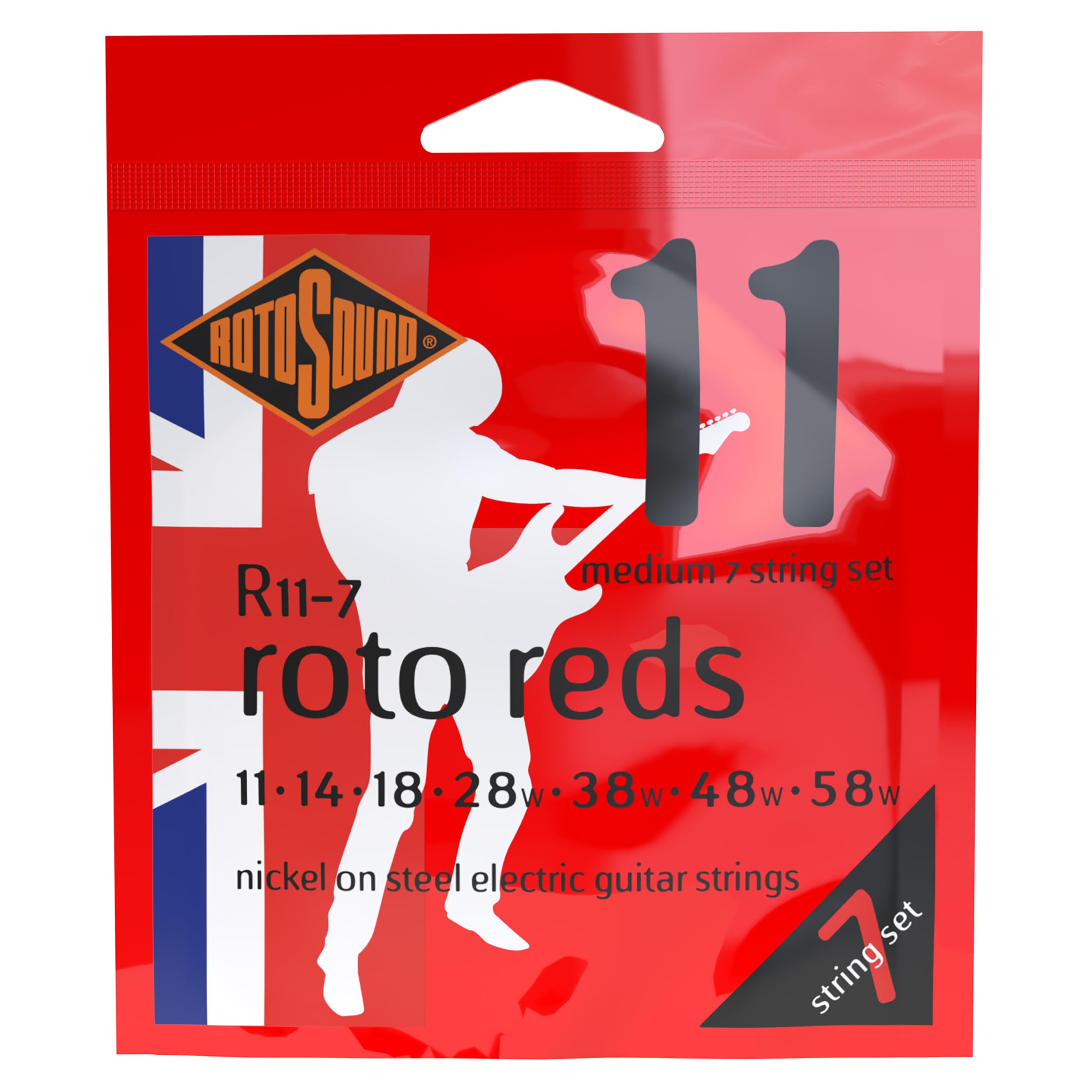 Rotosound Strings for E‑Guitar Roto Nickel Plated 7‑string REDS MED R11‑7 Medium 11‑58