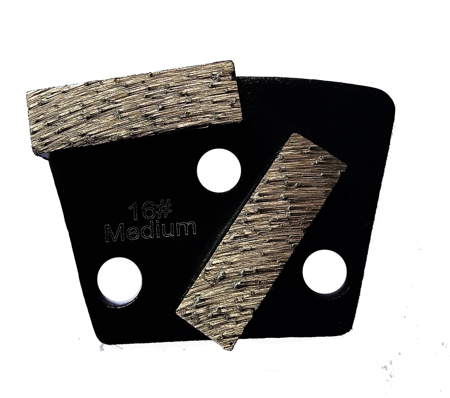 3 Pcs Trapezoid 3 Hole Genenal Sintering Diamond Grinding Disc Block Medium for Concrete Epoxy Floor Grinding Machine (16#)