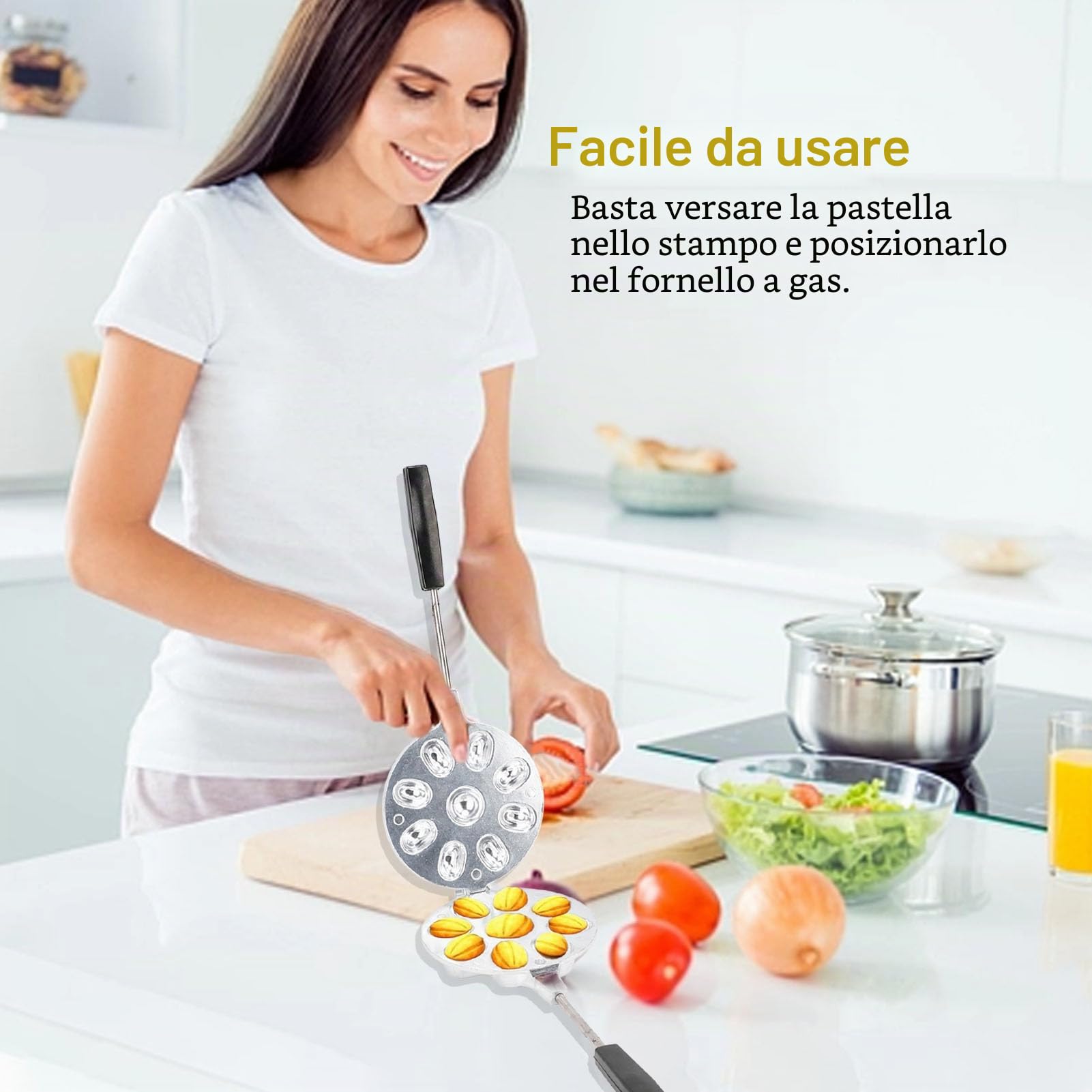 Stampo per Biscotti Alle Noci, 2 Pezzi, Stampo per Biscotti in Acciaio Inossidabile, Stampo per Waffle Alle Noci, Teglia da Forno, Pentola Specifica per Pancake, Creatore di