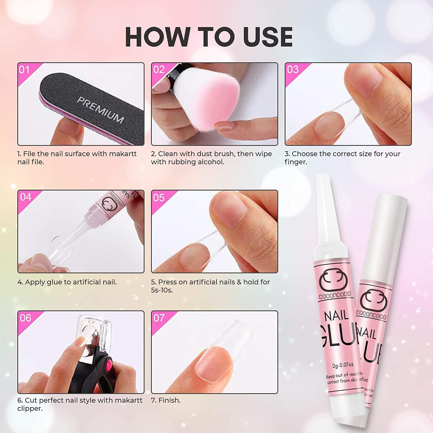 Komoko Quick Drying Artificial Nail Glue For Fake/False Nails | Easy to Apply Professional Adhesive Beauty Nail Art Glue (Pack of 3 x 3 Grams) 3