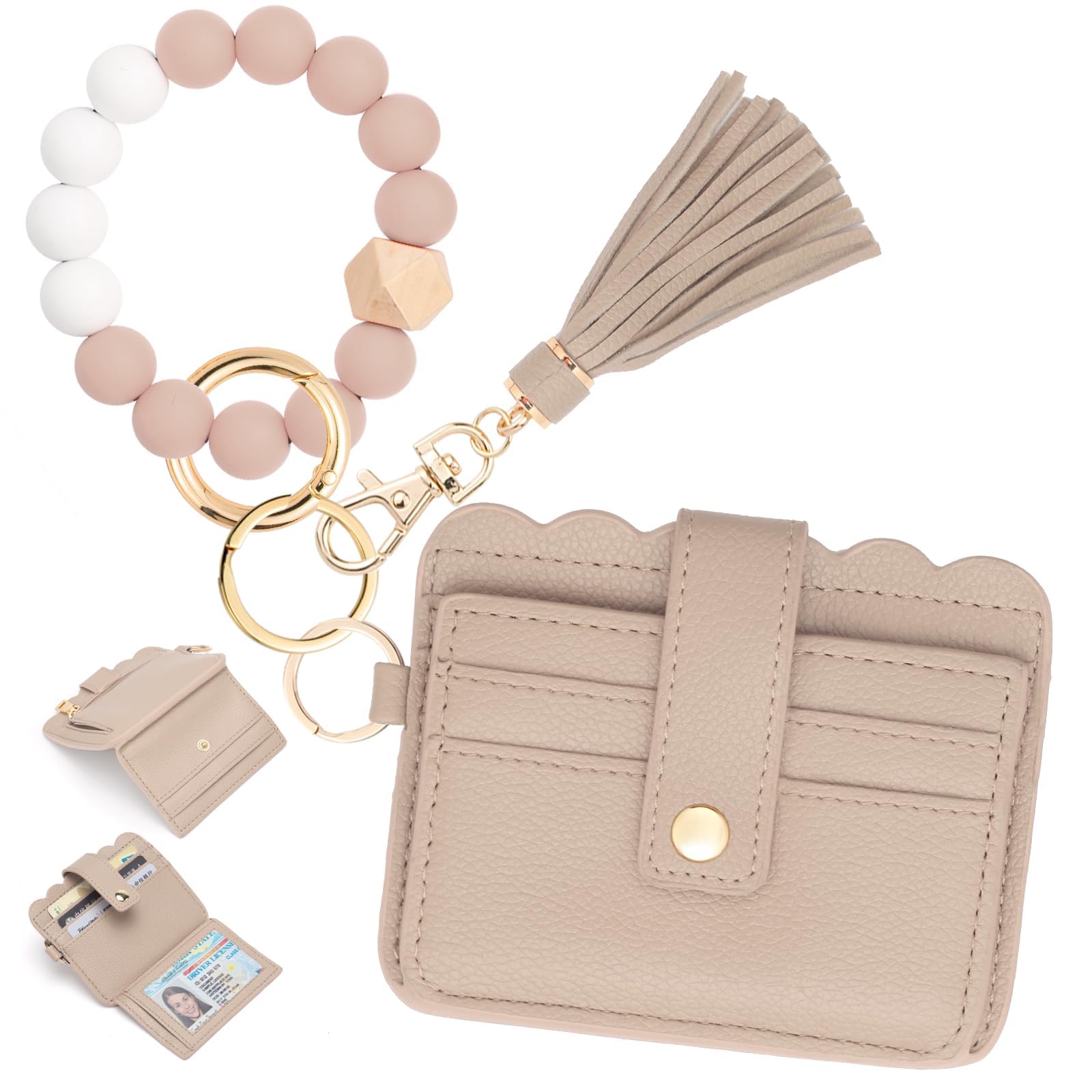 Lostars Wallet Keychain Wristlet for Women RFID Card Holder Keychain Key Chain Wallet Key Ring with Wrist Wallet for Women