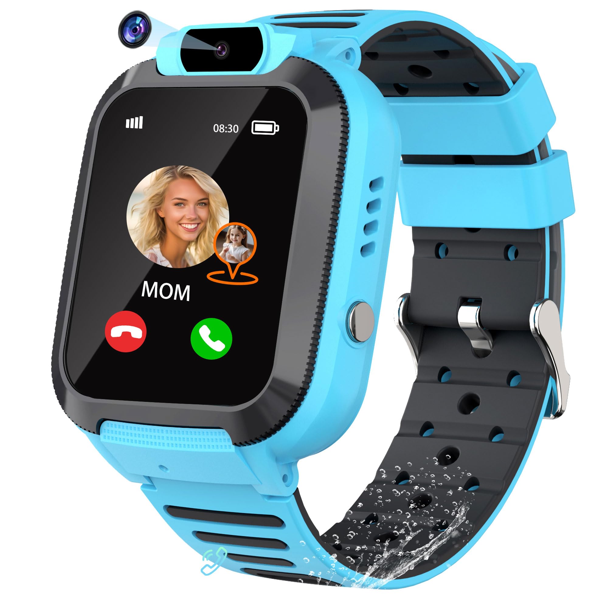 Reloj Inteligente Niño Niña con GPS Localizador Juego Chat de Voz | SOS Digital Despertador IP68 Impermeable Teléfonos Llamadas Cumpleaños Regalos Modelo de Aula Smartwatch para Niños Niñas