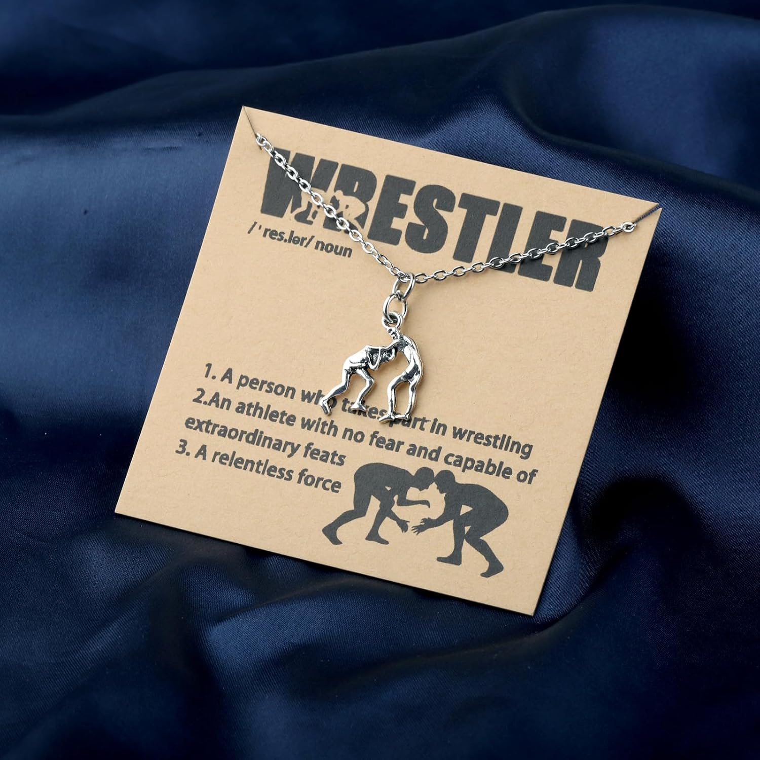 BLEOUK Wrestling Necklace Wrestler Gift Wrestling Coach Team Gift Training Inspirational Jewelry