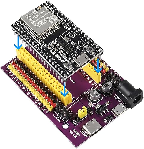 Miniatura 5 de AITRIP 2sets ESP32-DevKitC placa de desarrollo WROOM-32U ESP32-WROOM-32U módulo con 38Pins ESP32 Tipo-C USB y Micro USB placa de expansión
