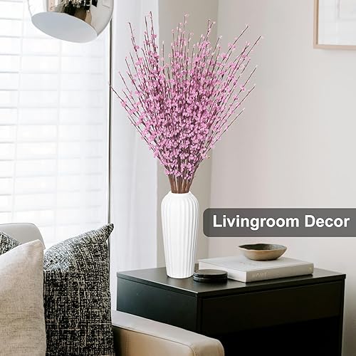 Miniatura 6 de 10 flores artificiales de jazmín de 29.5 pulgadas de largo, ramas secas para el día de la madre, hogar, oficina, bricolaje, plantas de arte floral,