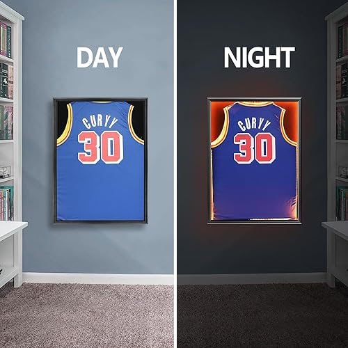 Miniatura 42 de Estuche de exhibición con marco de jersey, caja de sombra grande con cerradura, marco de jersey deportivo con 98% de protección UV acrílico y 2