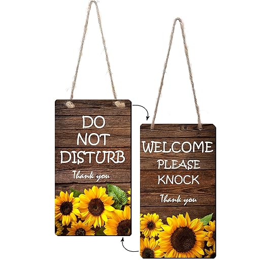 Do Not Disturb Door Hanger Sign,Wooden Double-sided Printing Sunflowers Office Door Sign Decor- Ideal For Office Home Therapists Clinic Dorm Online and School Class…