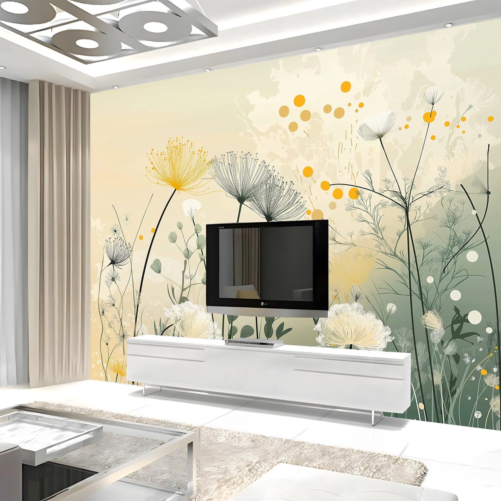 Générique Papier Peint Panoramique Fleurs Sauvages Plantes Fleurs 250x175 cm Papier Peint Intissé Mural, Poster Geant Mural 3D, pour Salon Chambre d'enfants restaurant Décoration Murale