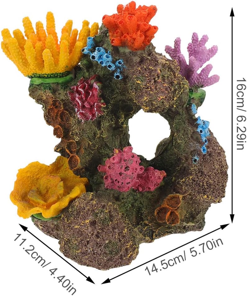 Toyvian Artificial Coral Reef and Fish Tank Hide House, Resin Aquarium Decoration Ornament for Saltwater Tanks, Large Coral Landscape for Aquatic Habitat