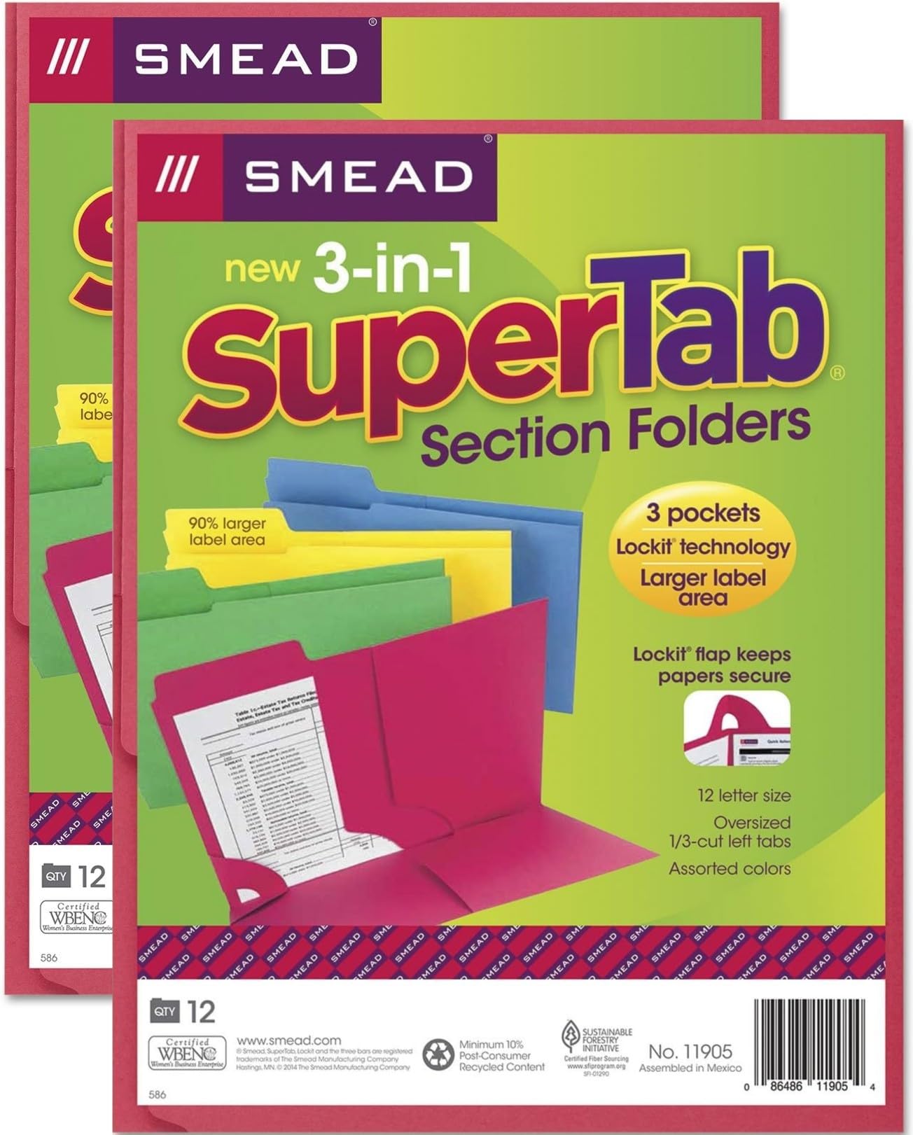 Amazon.com: Smead 3-in-1 SuperTab Section Folder, 1/3-Cut