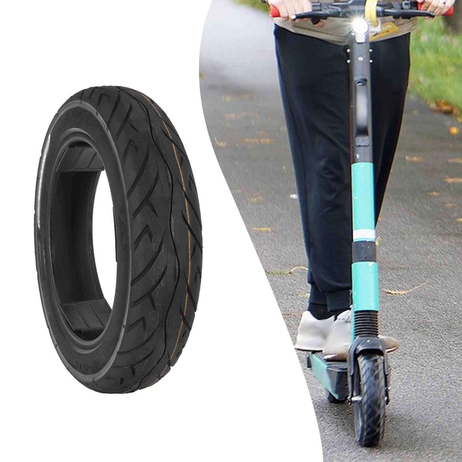 Neumático para Scooter Eléctrico Repuesto de Goma 10 Pulgadas Accesorios Antideslizantes con Absorción de Impactos Fácil Instalación Adecuado para