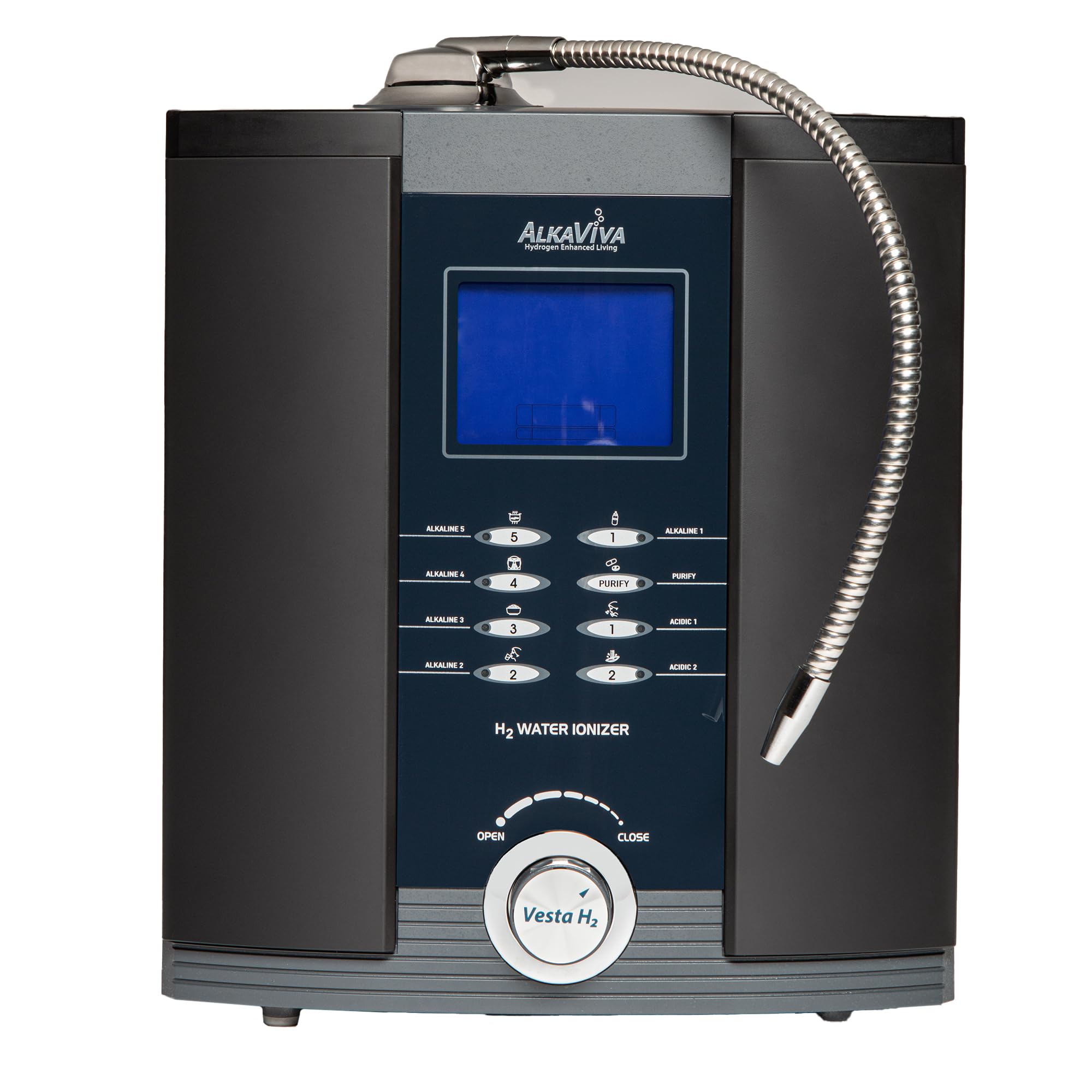AlkaViva Vesta H2 Alkaline Water Machine, Water Ionizer Machine for Home pH 3.5-11, Only EPA Lab Tested Ionized Water Machine, Fully Automatic, Easy to Install & Use, Black
