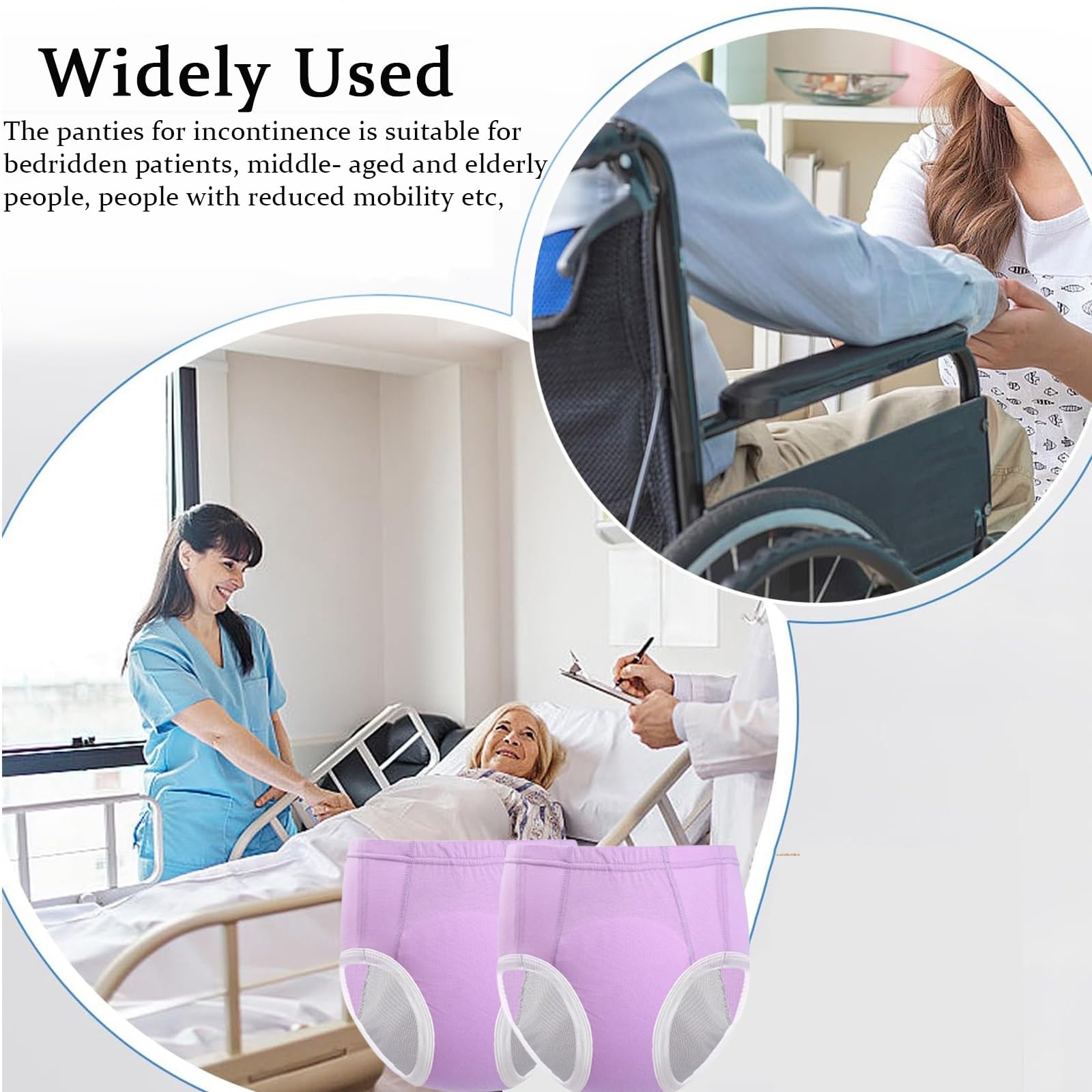Waschbar Höschen Inkontinenz Frauen,Wiederverwendbare Stoffwindeln für Erwachsene Auslaufsichere Windeln Atmungsaktive Baumwollunterwäsche für die Altenpflege(2 Pack,XX-Large)