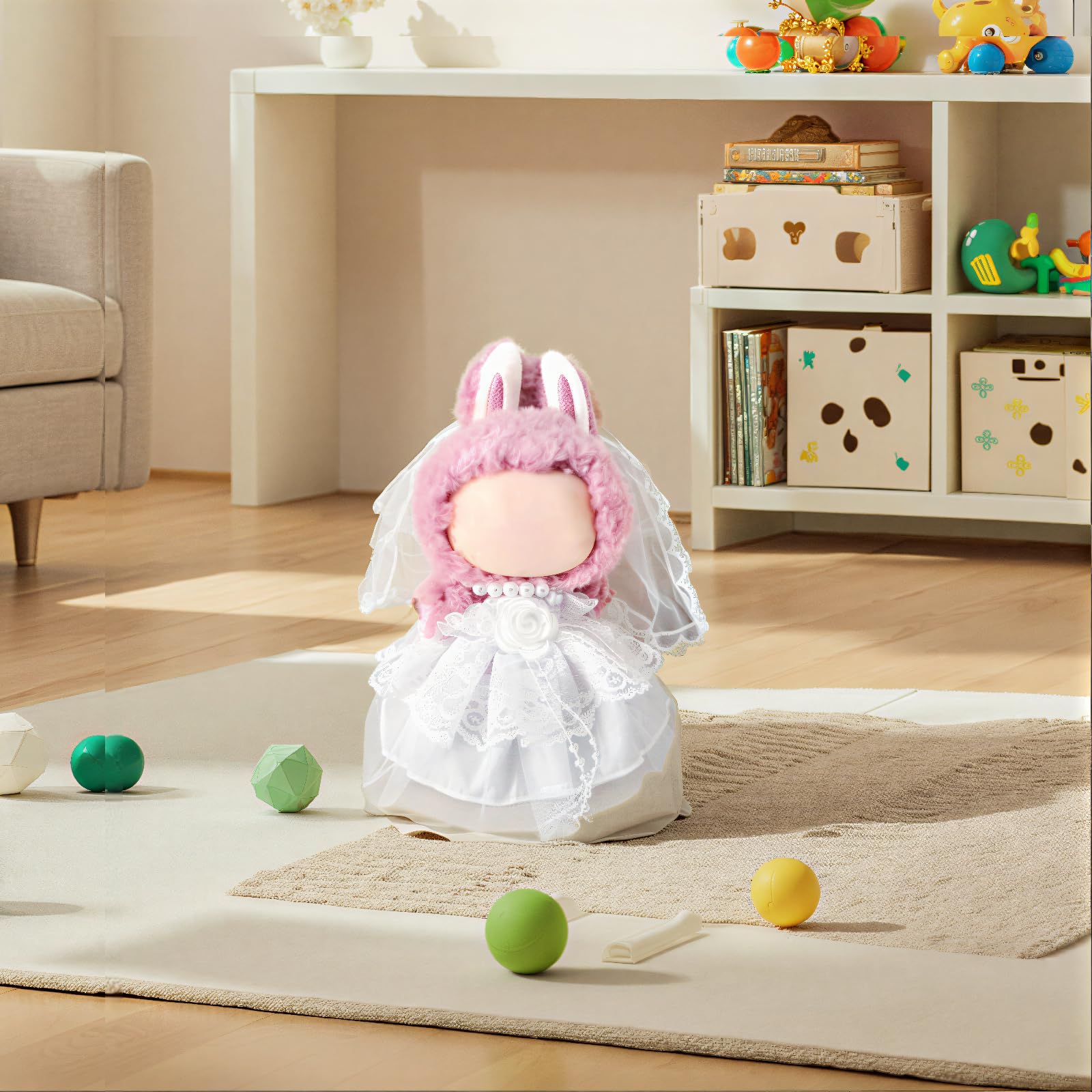 17cm Puppen Hochzeitskleid Set - Elegantes weißes Kleid mit Schleier & Perlenkette 3-teiliges Brautoutfit für Modepuppen (Puppe nicht enthalten)