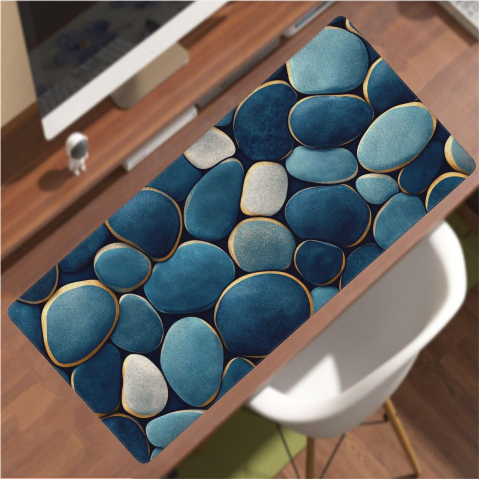 Tapis de Souris XXL 90 x 40 cm, Bleu & Pierre Tapis de Bureau G750