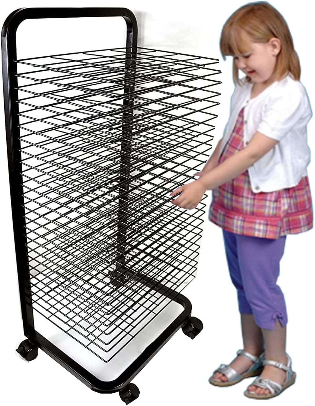 Art Drying Rack, Solid Mobile Drying Racks, Black Powder Coated Finish, Use Art Carts with Universal Wheels are Ideal for Classroom Art Studios and Home Use. Drying & Print Racks,25,Layer