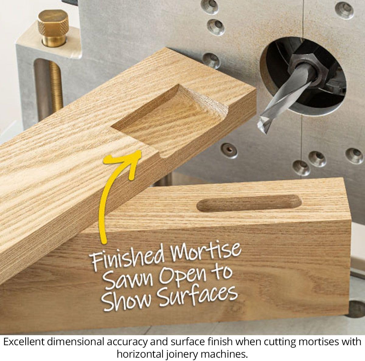 Raised Land Mortise & Tenon Bit, Carbide, 3/8" Dia 3 Piece Set, Cut mortises & tenons w/ Reduced Chatter & Improved Accuracy, Slow Helix Design, USA Made - US3237BPSM-3PC