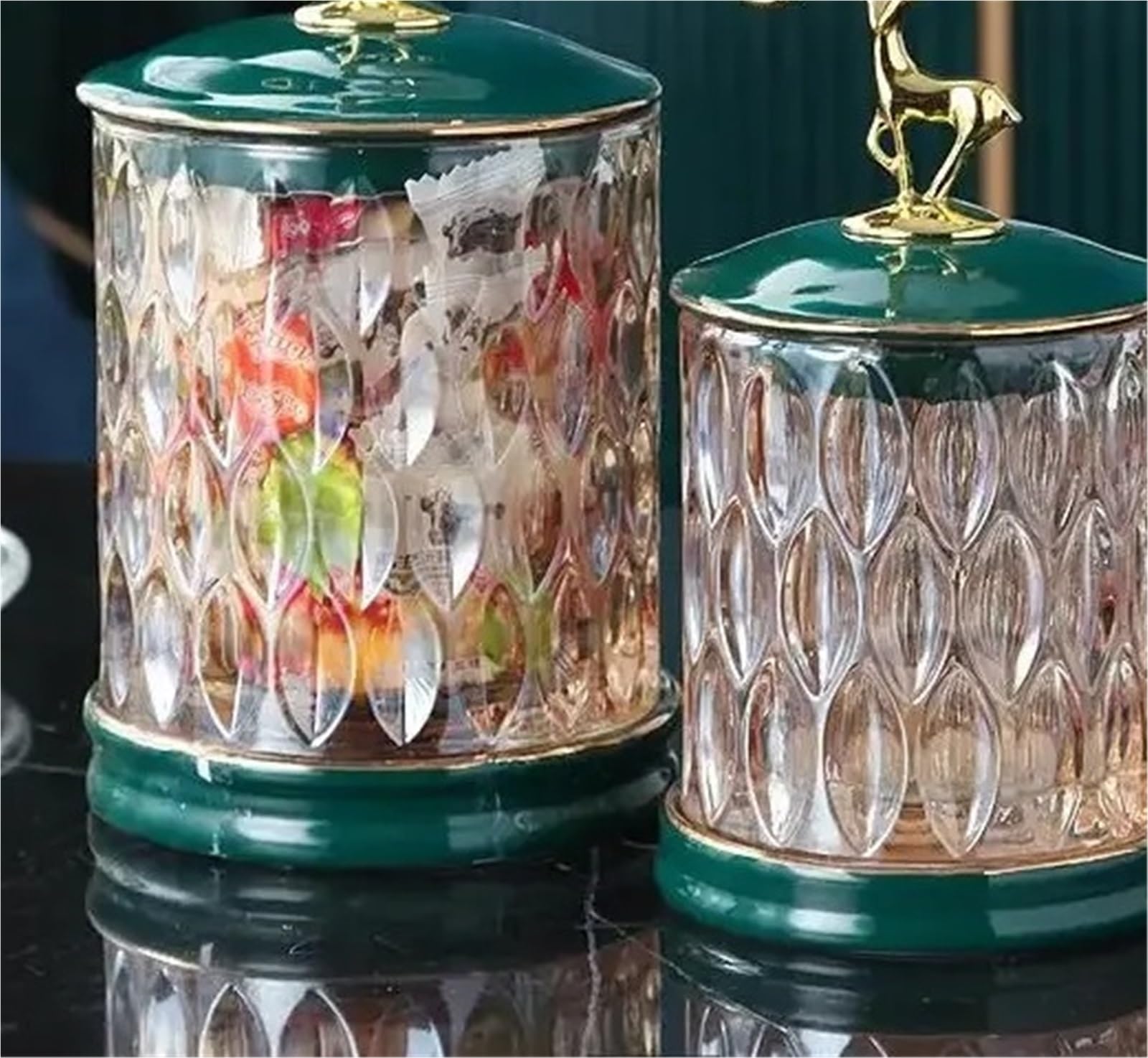Tarro De Caramelo Tarro de cristal for dulces, tarro decorativo for almacenamiento de dulces, Caja de almacenamiento transparente, caja organizadora de alimentos for el hogar Para Bodas Caramelos(Gree