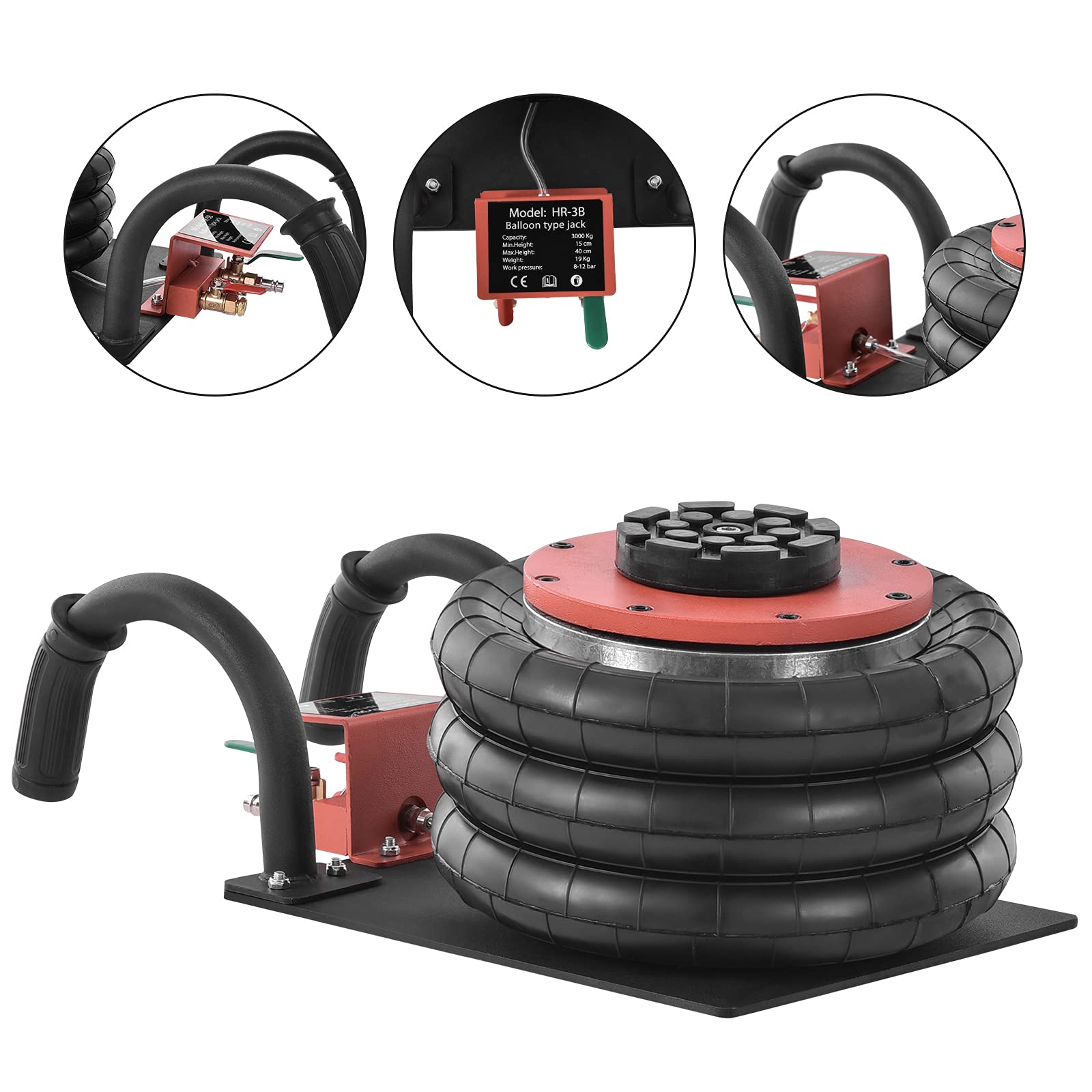 Buy 3 Ton Pneumatic Jack Portable 6600LBS Capacity Triple Bag Air Jack