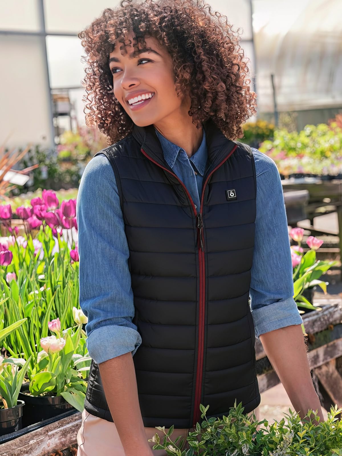 UNBON Gilet Riscaldato Donna, Giubbotto Riscaldato Donna con Batteria USB 10000mAh, Giacca Riscaldata con 3 Temperatura 6 Zone di Calore, Gilet Giubbotto Termico Riscaldante Invernale