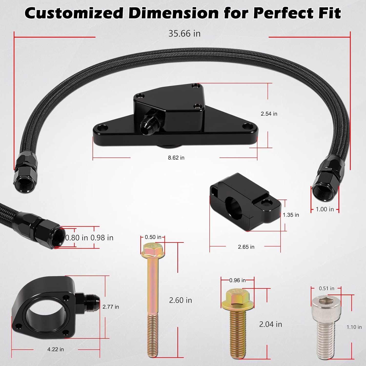 Coolant Bypass Kit with Nylon Braided Hose Perfectly Compatible with 2007.5-2018 Dodge Ram 6.7L Cummins Diesel Engines