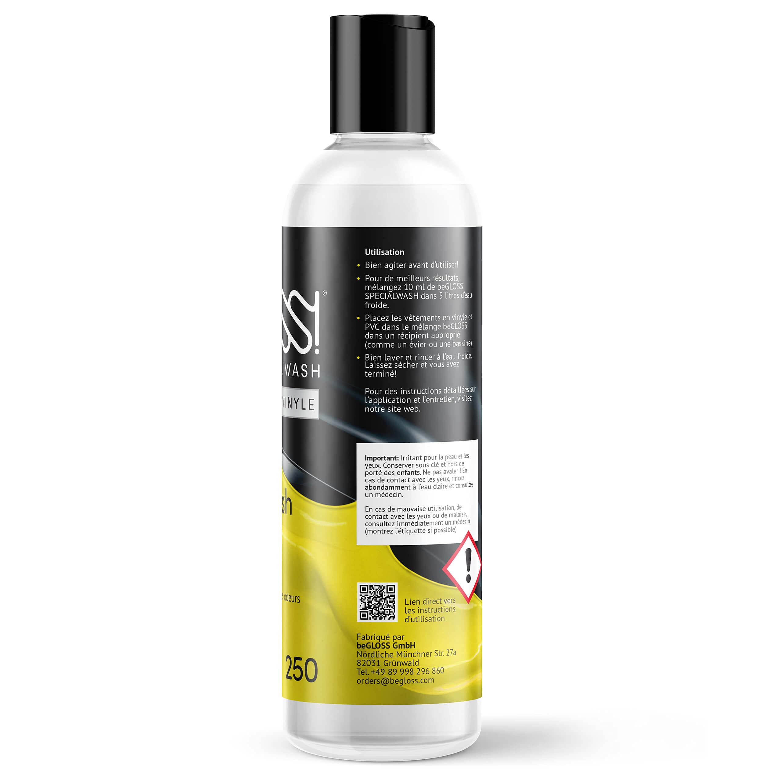 beGLOSS Special Wash VINYLE 250 est un nettoyant pour vêtements verni & plastique