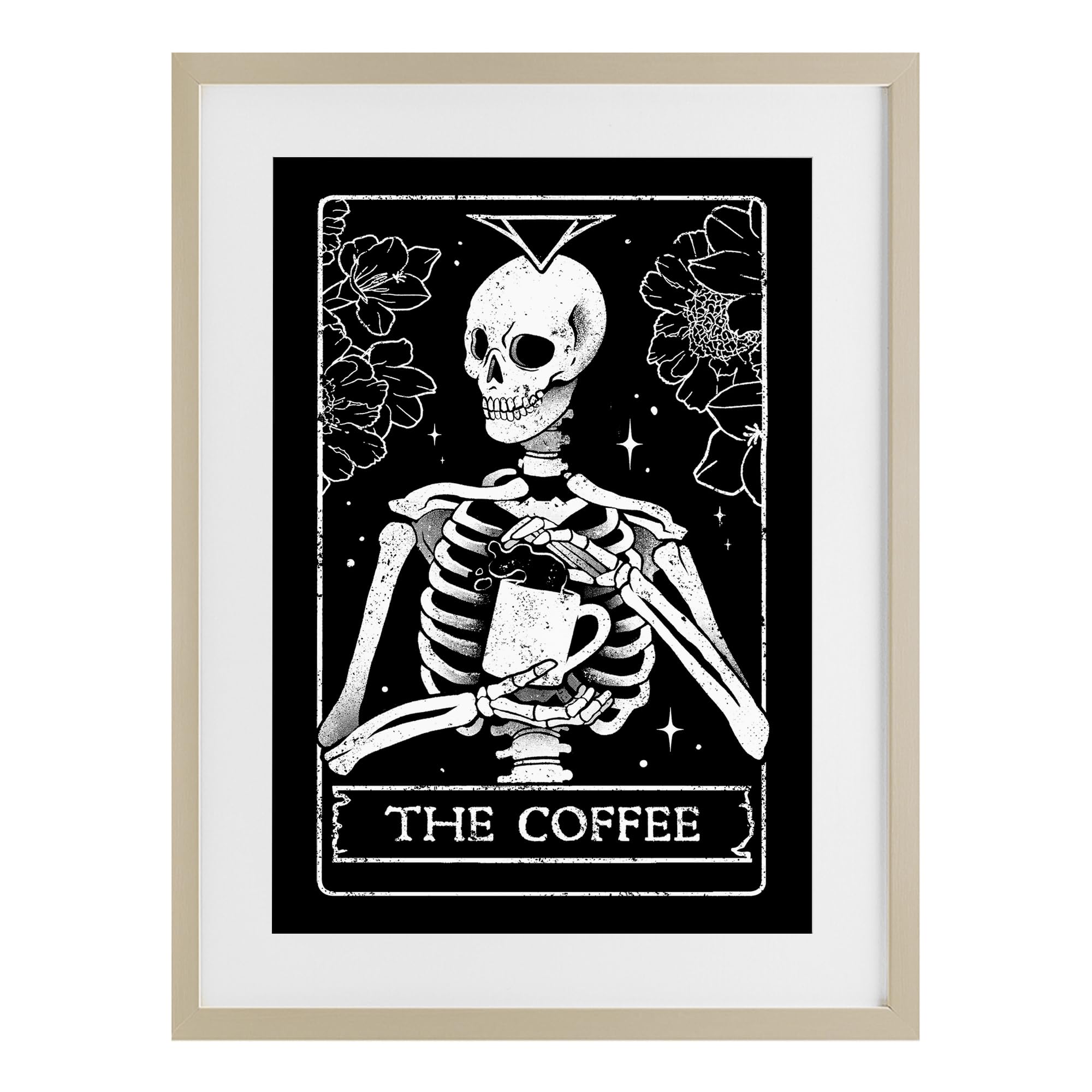 Stupell Industries 'The Coffee Skeleton Tarot', Framed Print Under Glass, Brown, 14 x 20 Inches, Easy to Hang and Sturdy, Made in USA, by EduEly Designs