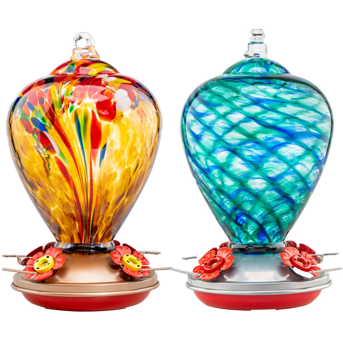 LaElvish Garden 2 Packs Hummingbird Feeder Yellow and Blue