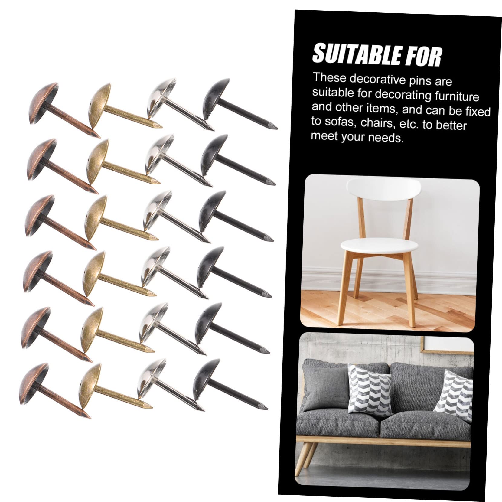 Housoutil Decorative Furniture Tacks 200pcs Retro Bubble Nails Upholstery Nails Metal Upholstery Pins Sofa Nail Antique Furniture Tacks Black Decorative Push Pins