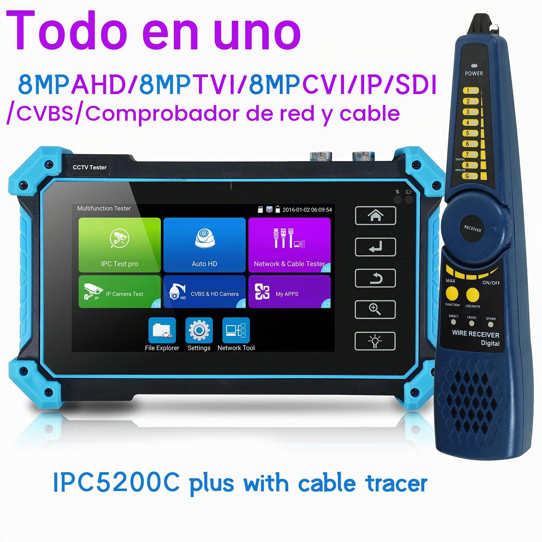 Monitor coaxial HD CCTV de 5 pulgadas con pantalla táctil compatible con 8 MP AHD TVI CVI SDI y cámara IP 4K y CVBS de prueba, con entrada HDMI VGA/POE/DC12V Output
