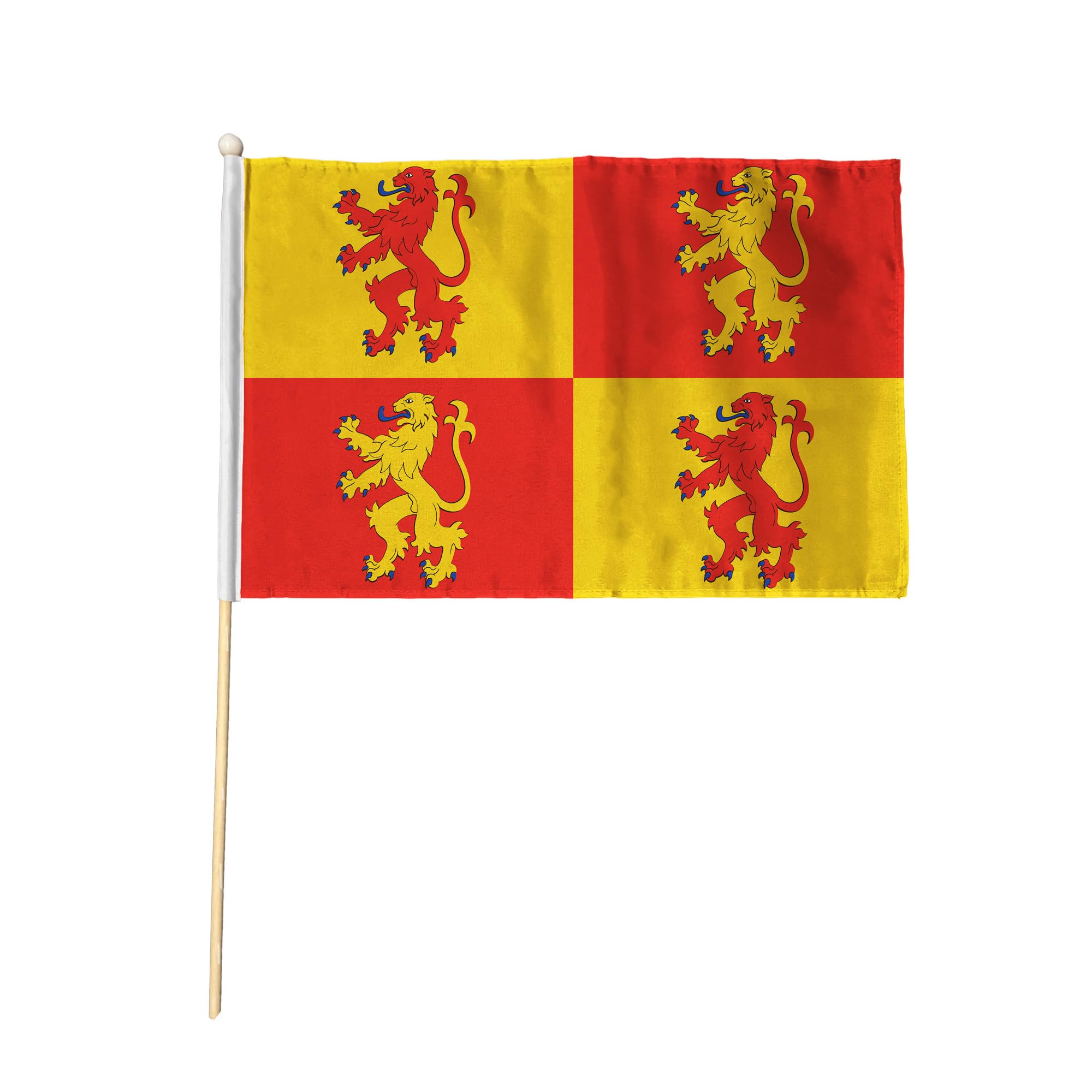 Flagtex Owain Glyndwr Pack of 12 Hand Waving Flag (18x12 Inch Large) - Premium Wooden Stick Hand Flag Big Size Natural Wood Pole Welsh Prince Gold Dragons Wales Heritage Flag โ image 1