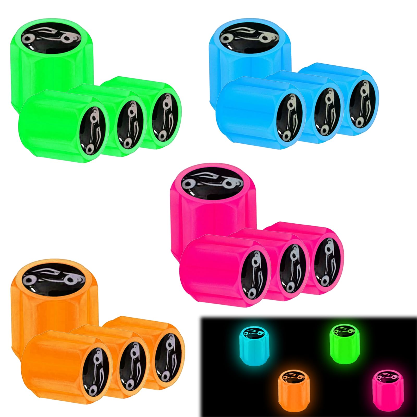 16PCS Tyre Valve Cap, Fluorescent Tyre Valve Caps Illuminated Tire Cap Night Glow Luminous Wheel Covers Ideal for Cars, Bike and Bicycle, Trucks, Motorcycles Valve Cap-image-34