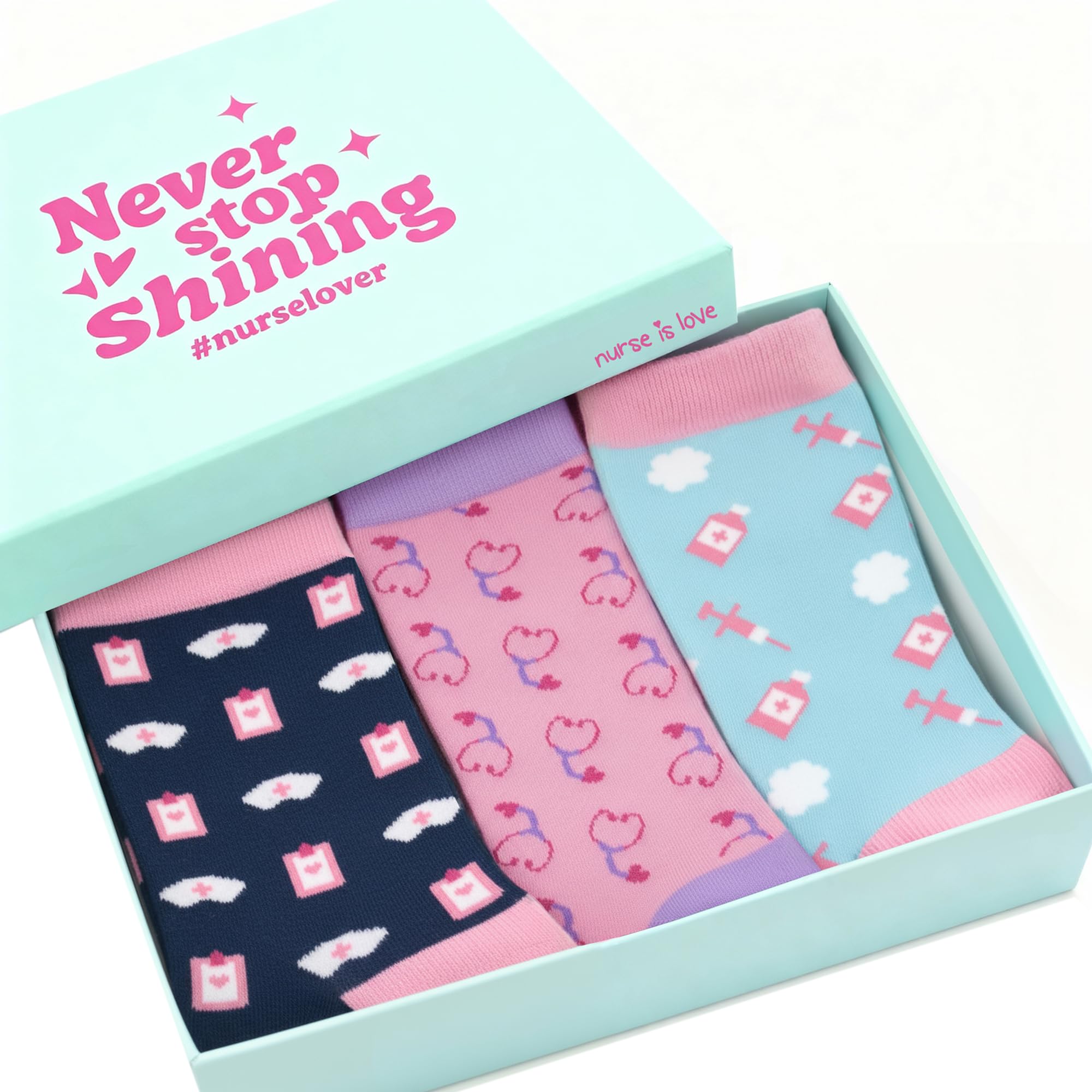 Nurse is Love Set Calcetines Mujer Divertidos para Enfermeras de Ideal para TCAE, Medicos, Vet | Ajusta Con Zuecos Sanitarios Mujer | Regalos Originales | Accesorios Enfermeria