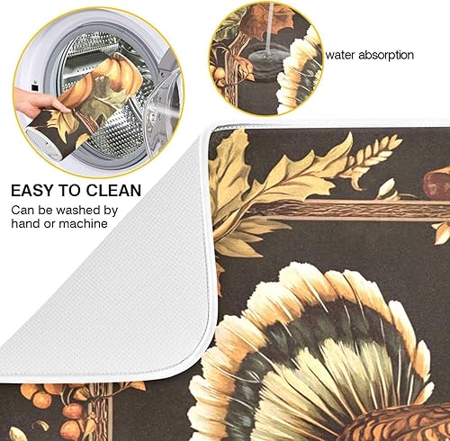 Vista 64 de Tapete de secado de platos de mariposas botánicas para encimera de cocina, almohadilla de secado de microfibra absorbente, grande, 18 x 24 pulgadas