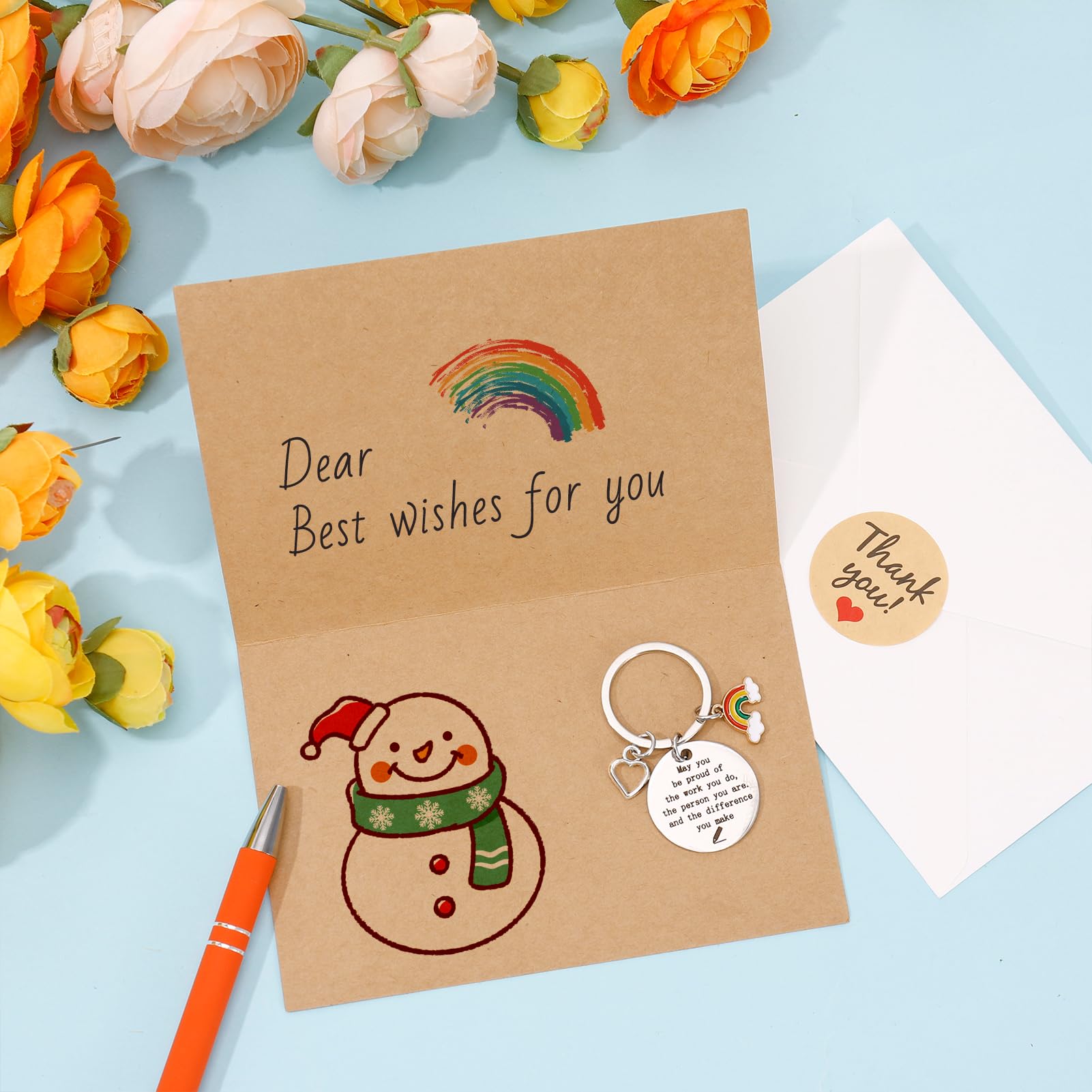 Zuimei 36 Pcs Thank You Gifts for Colleagues Employee Appreciation Gifts Keyring Inspirational Rainbow Keychain Thank You Card with Envelopes Leaving Gifts for Women Men Coworker Teacher Nurse - Image 4