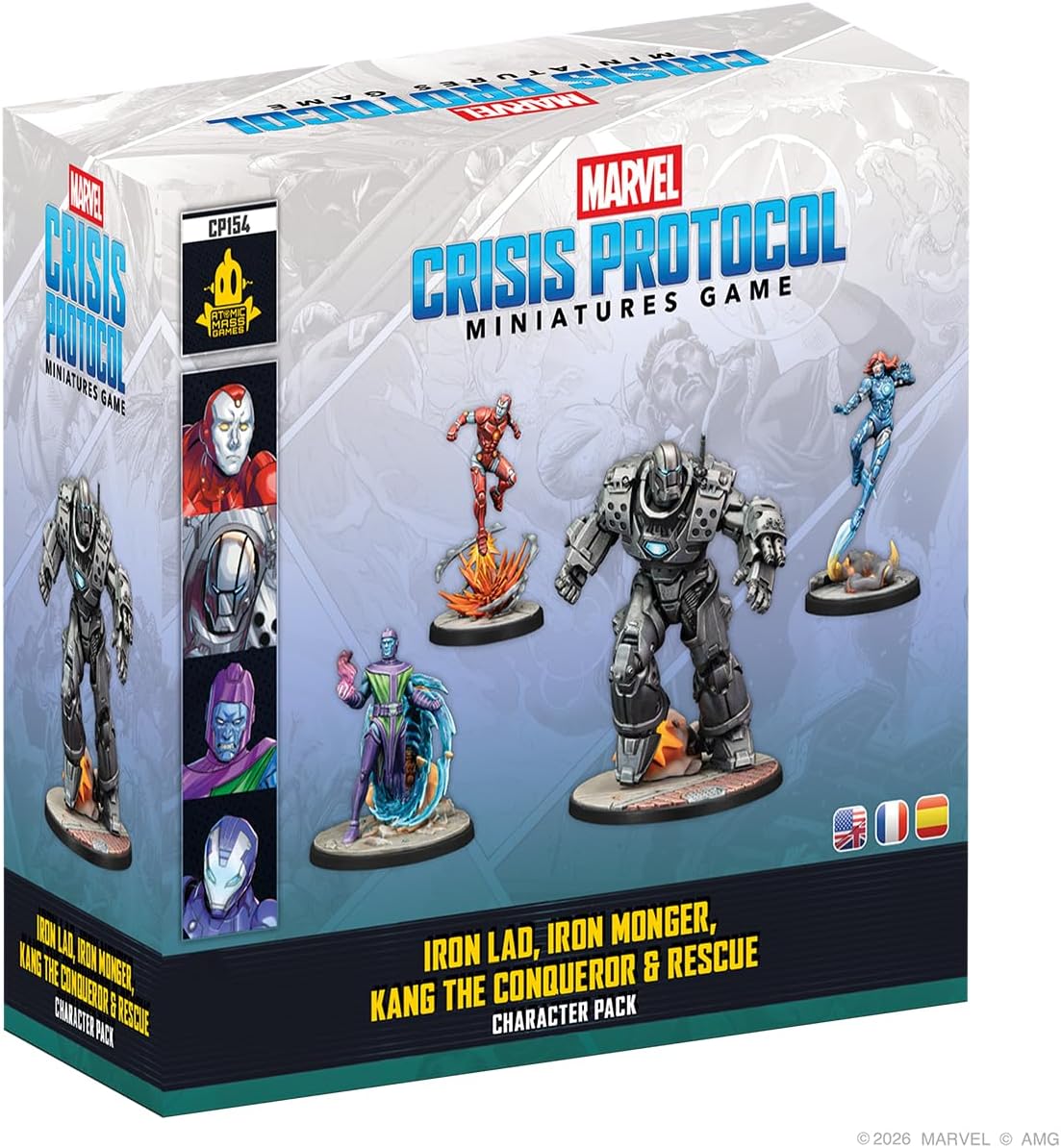 Asmodee Marvel: Crisis Protocol Iron Lad, Iron Monger, Kang The Conqueror & Rescue Character Pack - Tabletop Superhero Game, Strategy Game for Kids & Adults, Ages 14+, 2 Players, 90 Min Playtime