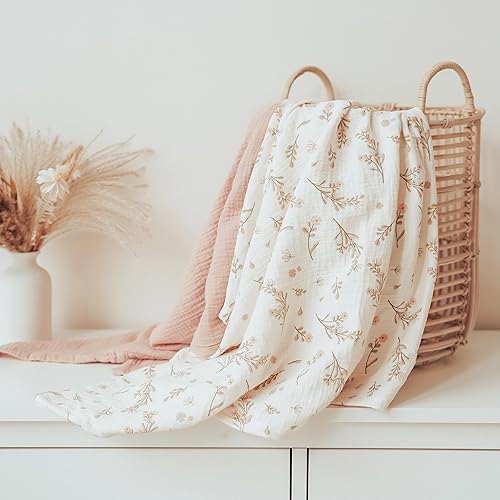 Miniatura 6 de Konssy Paquete de 3 mantas de muselina para envolver unisex, manta de recepción de recién nacido, grande de 47 x 45 pulgadas, manta de muselina