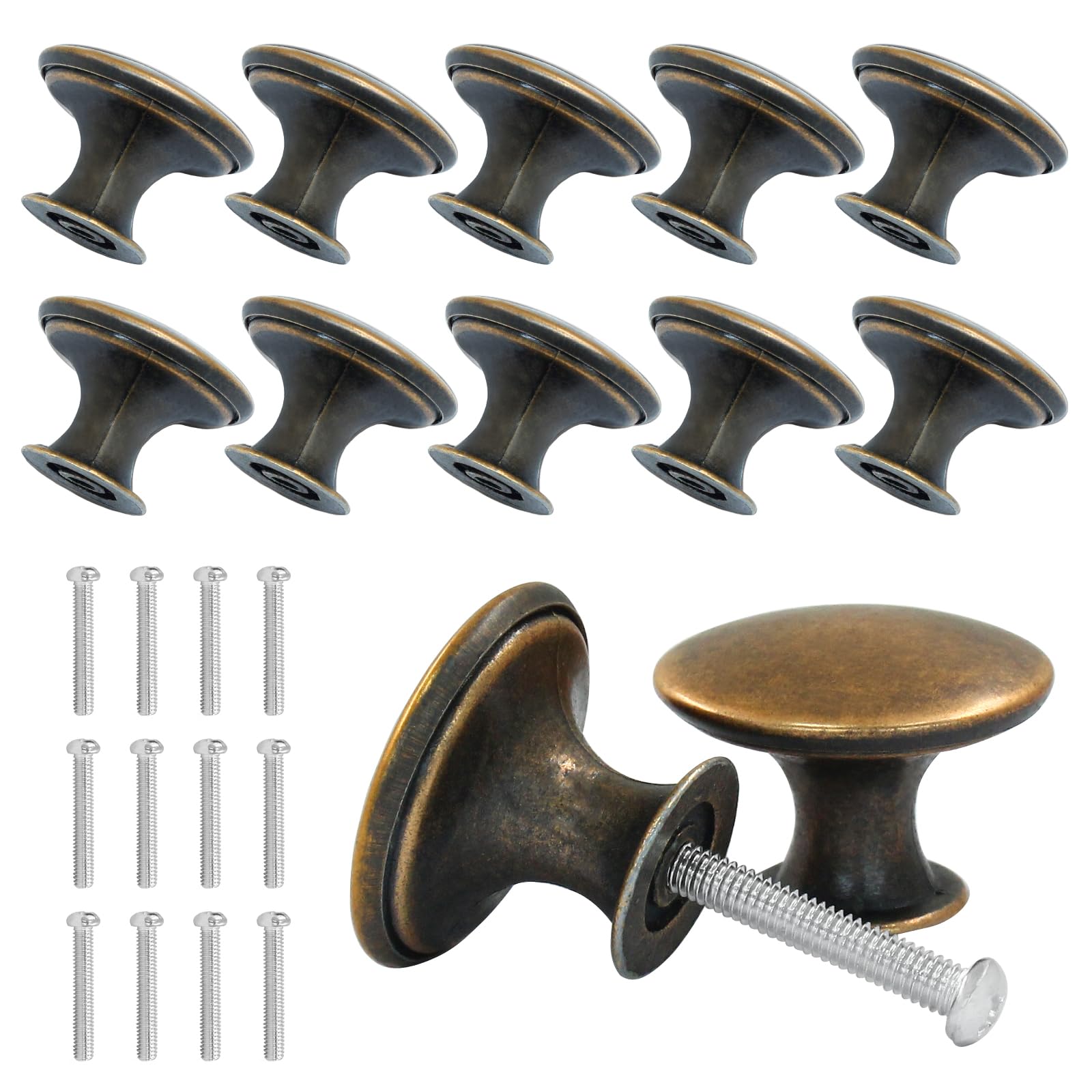 Cjueiom 12Pcs Kitchen Cabinet Knobs, Red Bronze Door Knobs