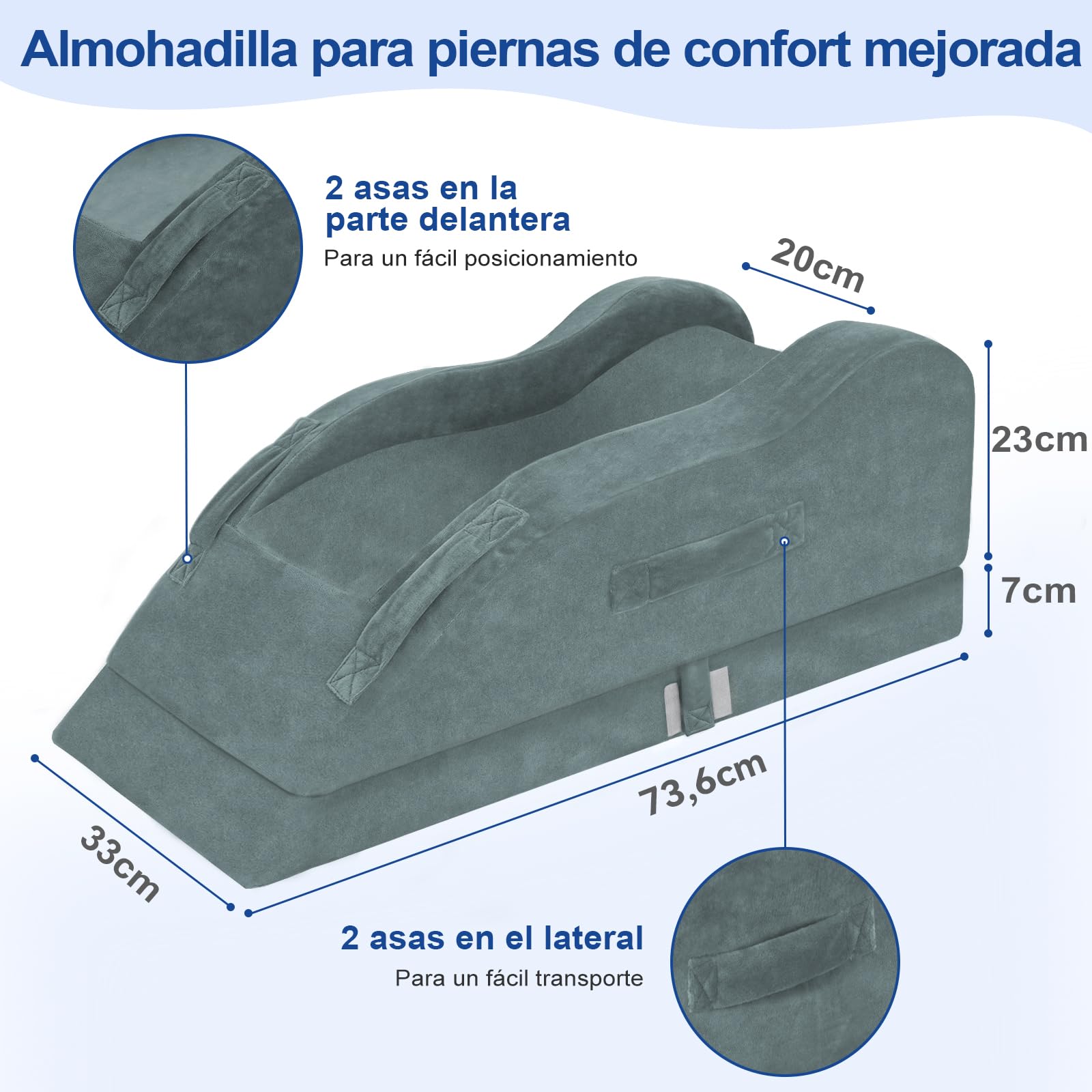 KingPavonini Almohada Elevadora de Piernas Ajustable, Diseño Ergonómico para Mantener la Rodilla Recta. Alivia Hinchazón y Dolor, Mejora la Circulación. Espuma Memoria (Pierna Individual)