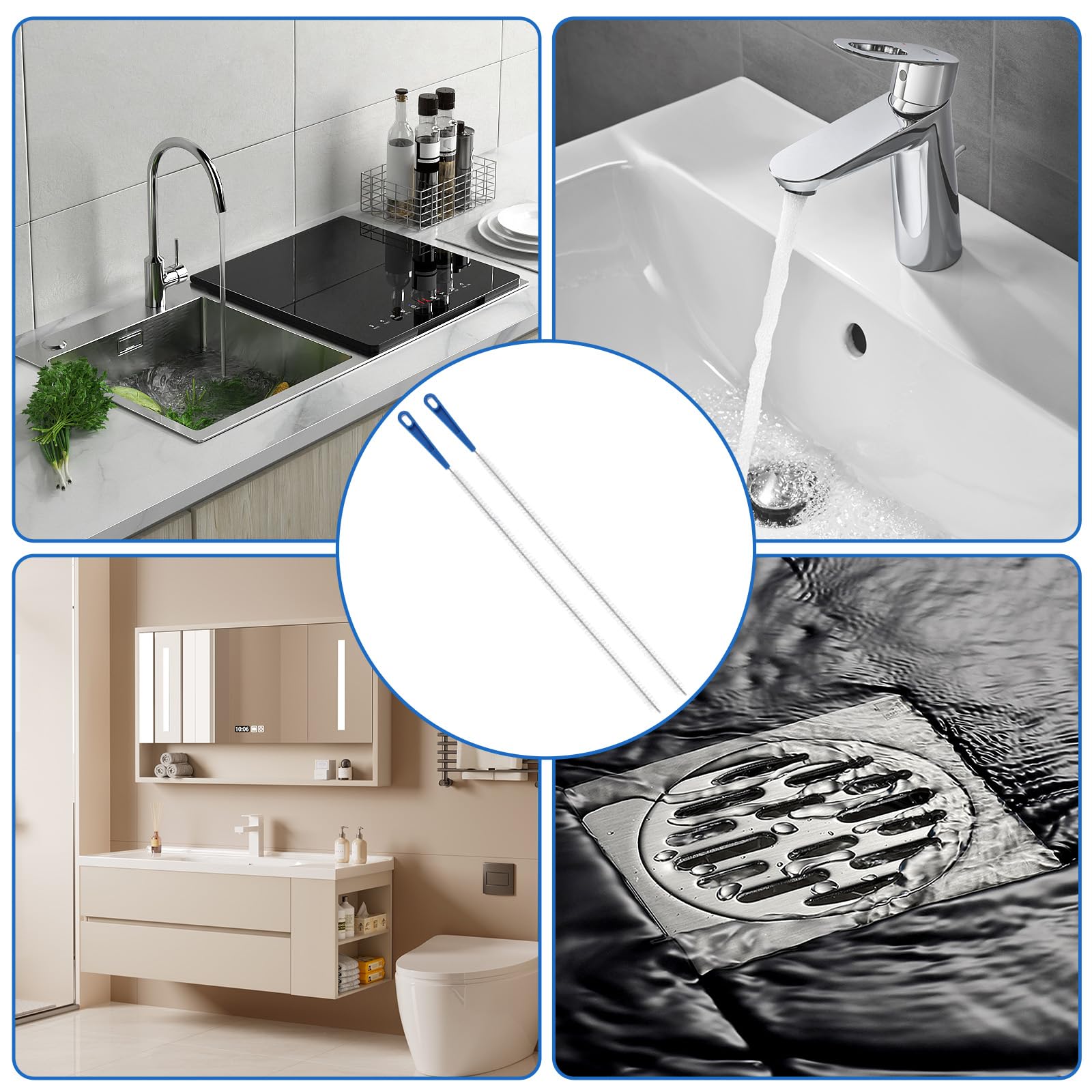 Ymapinc 2 unidades desatascadores en espiral de acero inoxidable para limpieza de tuberías en espiral de nailon para fregaderos, inodoros, duchas, tuberías de cocina (60 cm)