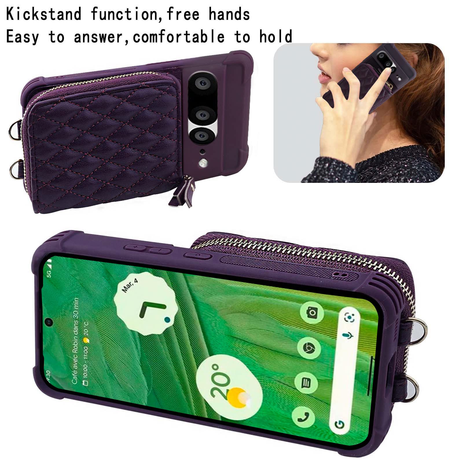 MONASAY Custodia a portafoglio per Google Pixel 7a, [blocco RFID] custodia a portafoglio in pelle con porta carte di credito per Google Pixel 7a 5G, bordeaux