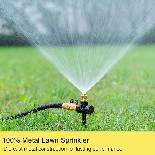 Miniatura 2 de FANHAO Aspersor de metal para patio, paquete de 2 rociadores automáticos de agua para jardín en base de punta, boquilla de rociador de latón