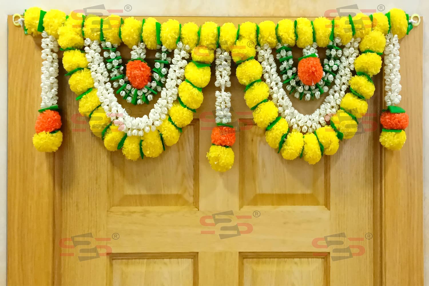 S2S Artificial Marigold & Mogra Flower Triple Layered Door Toran for Main Door, Hanging Toran for Festive Decorations, Doorway Leaves toran (Yellow & White) (Pack of 1) (Length - 40 Inch) (B09SH4KL5R) Amazon Price History, Amazon Price Tracker