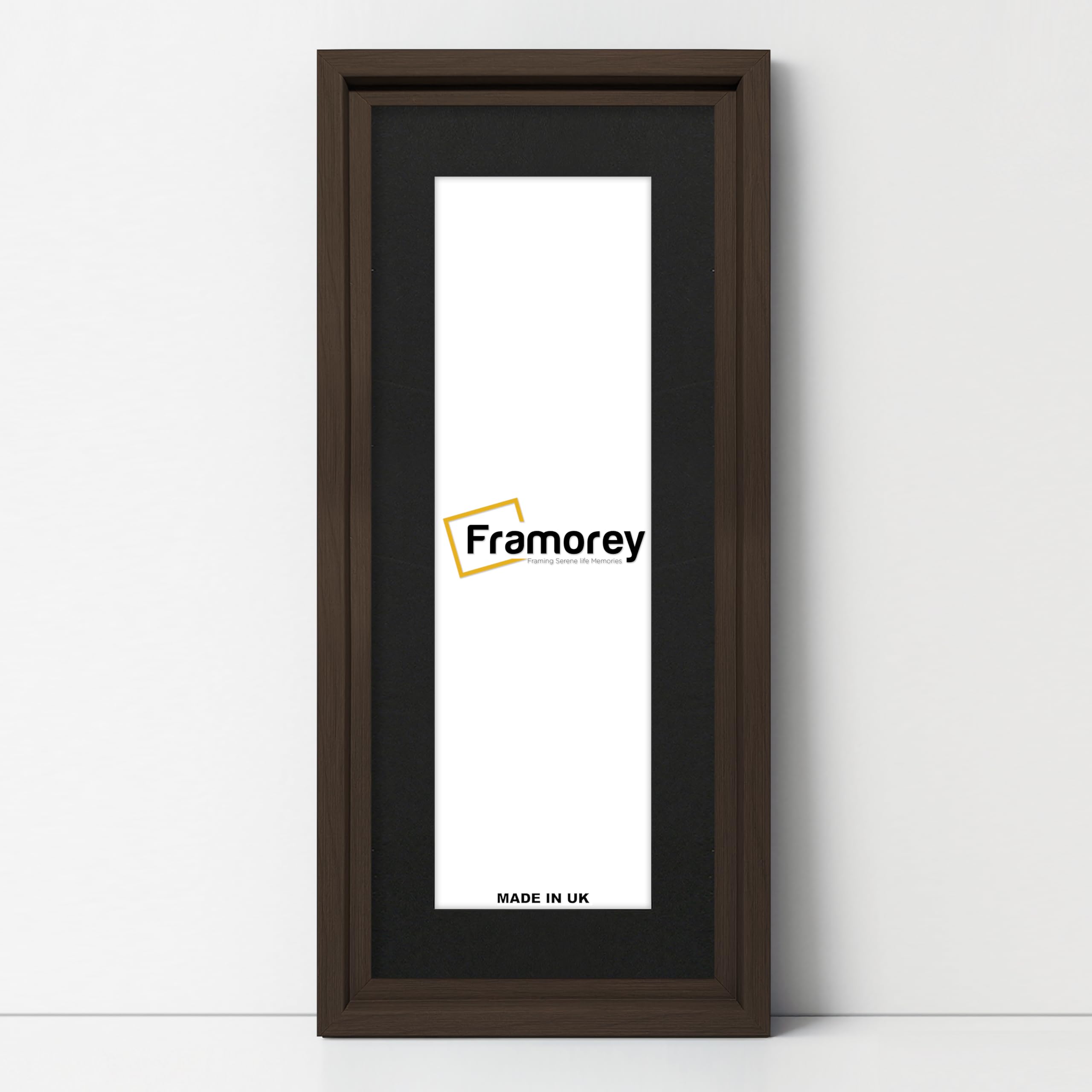 FRAMOREY Panoramic Style Picture Frame, 20x12" Size Walnut Photo Frame With 16x8" Size Black Mount, Oslo Style Wall Art Hanging Frames