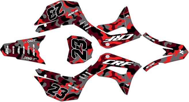 Graphics Kit for Honda CRF125F 2019-2026 Invasion Series Red 16 Mil - On/Off the Road - Dirt Pit Bike Motorcycle Sticker, Dirtbike Racing Decal Motocross Accessories no-Plastics