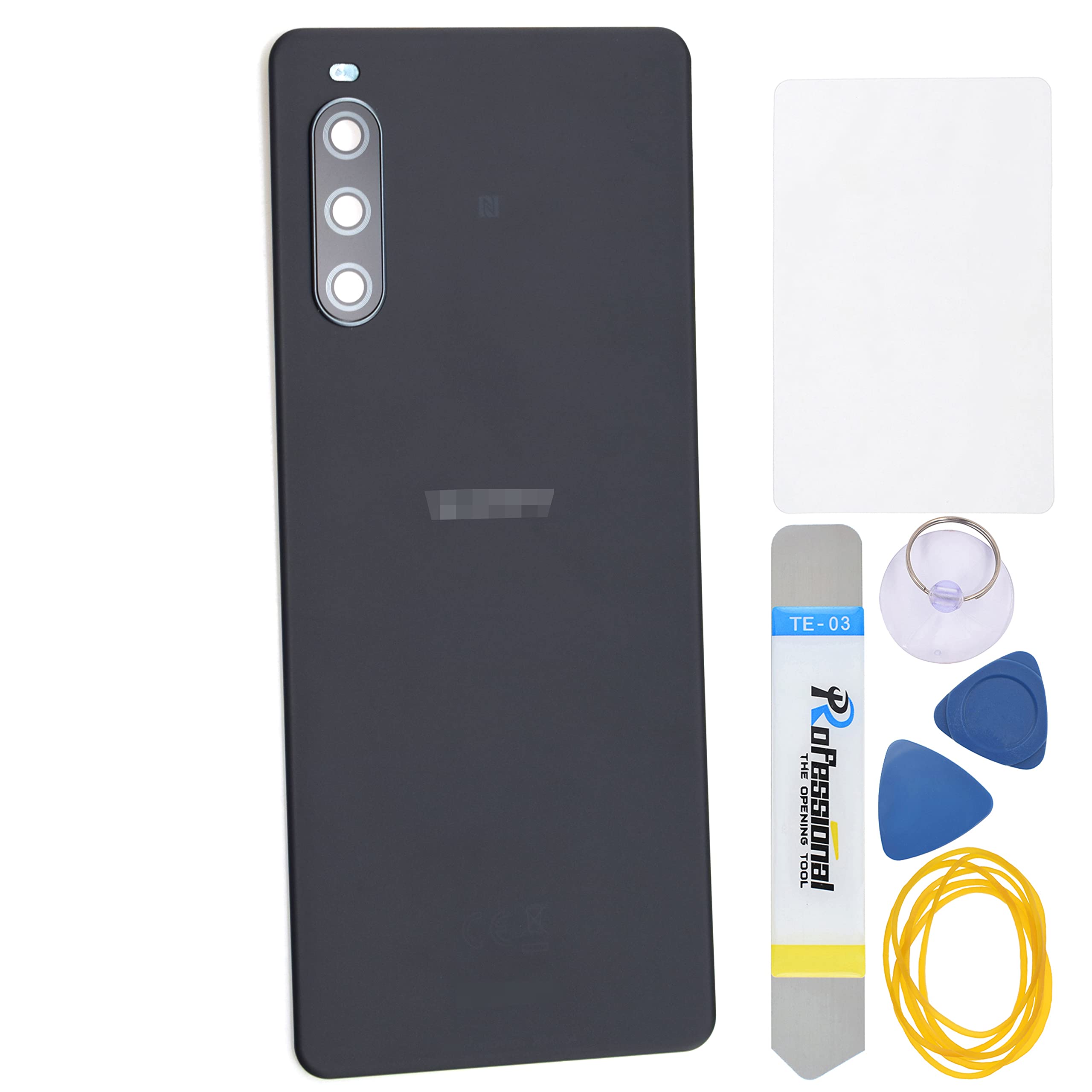 Plastic Back Cover with Precut Adhesive Camera's Frame and Glass Cover Replacement for Sony Xperia 10 IV XQ-CC54 Black