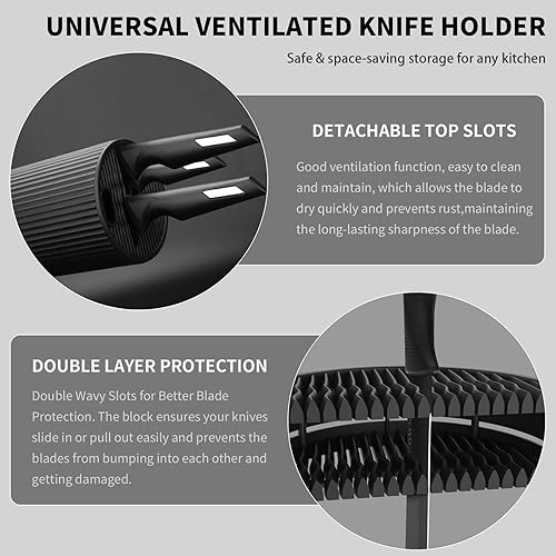 Miniatura 7 de Juego de cuchillos de cocina de 12 piezas con bloque universal de cuchillos, antioxidante, antiadherente, acero inoxidable de alto carbono,