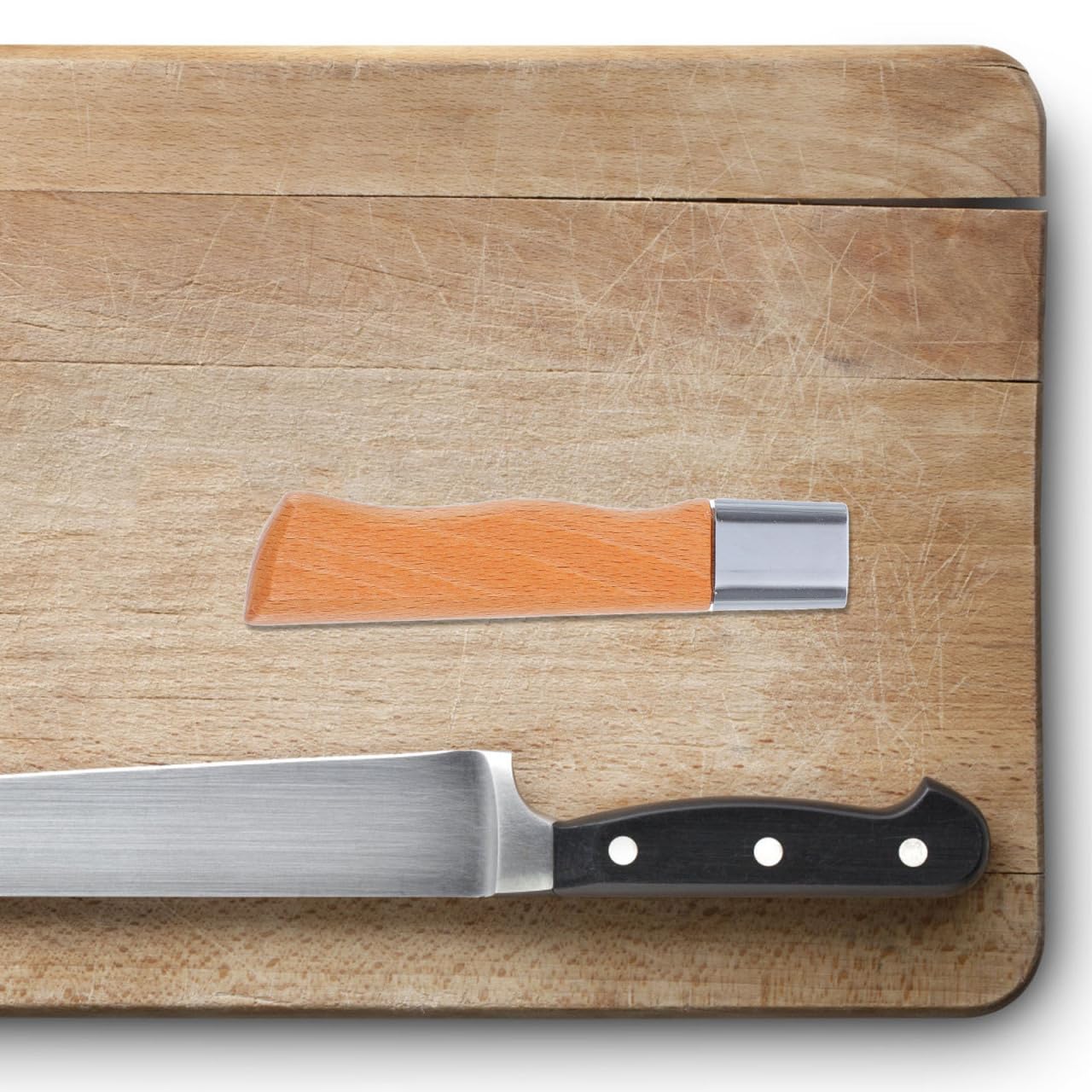 Mango de Madera de Haya para Cuchillo, Tirador Repuesto Ergonómico con Diseño de Pájaro Plateado, Accesorio Manual para Reparación y Fabricación de Cuchillería, Pequeño
