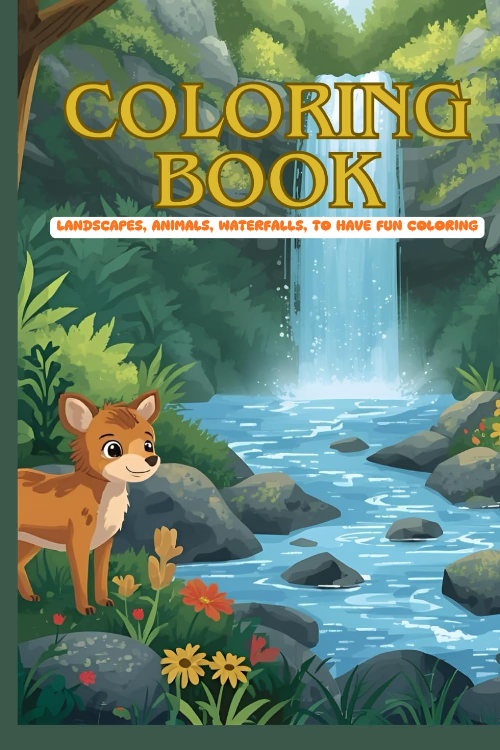 Coloring book with animals and landscapes: Landscapes and animals to color