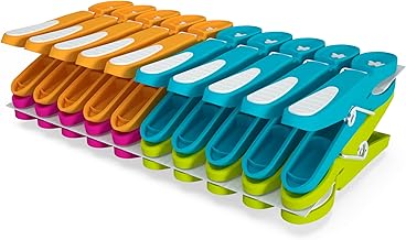 Lot de 60 pinces à linge Soft Grip - Multicolore - Extra longues et solides - En plastique - Fabriquées dans l'UE